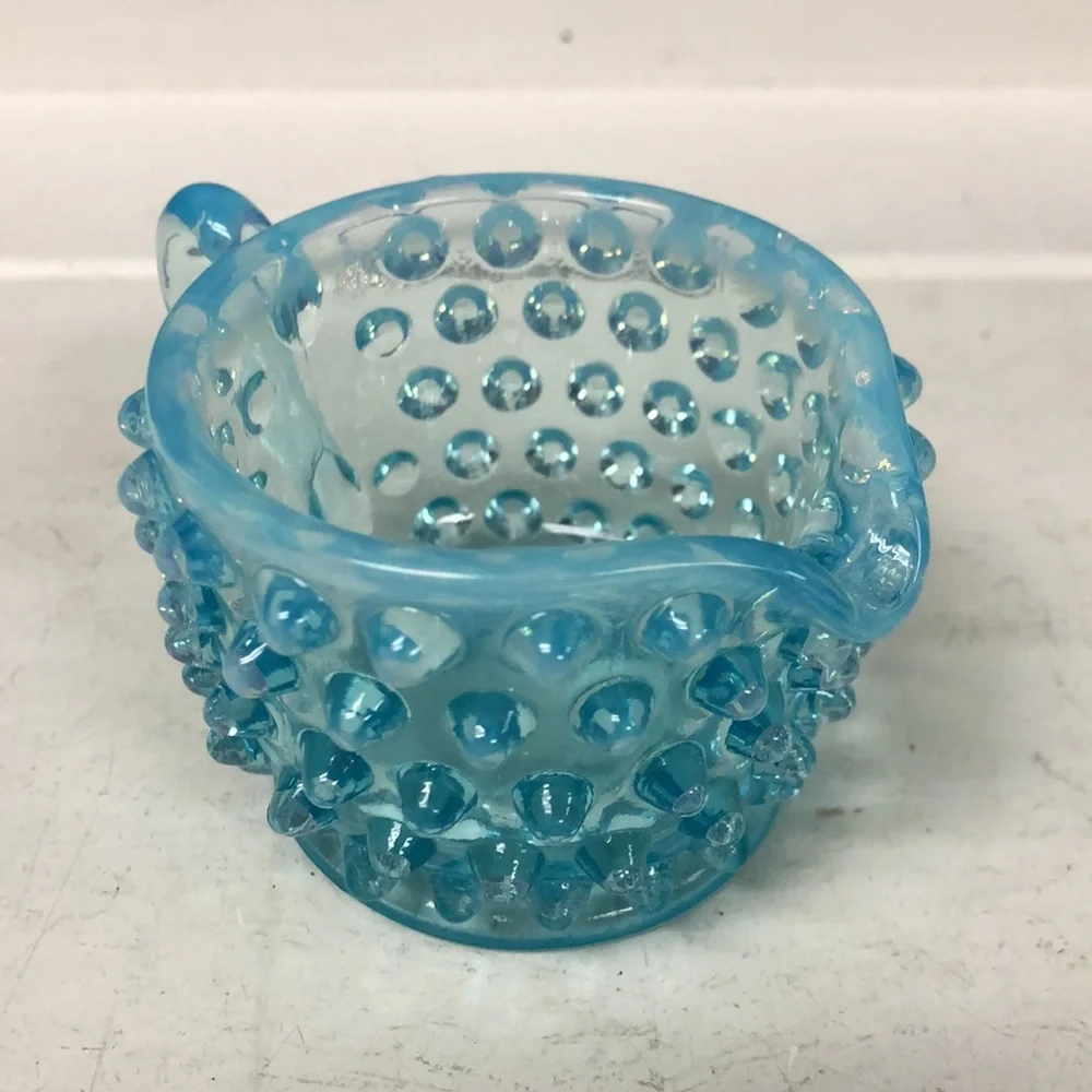 Fenton Blue Opalescent Hobnail 2.5”‎ mini Creamer